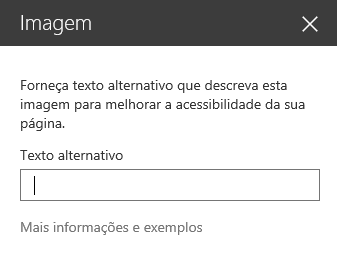 Captura de tela da caixa de diálogo de texto alternativo de imagem no SharePoint.