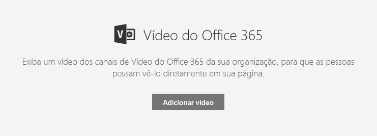 Captura de tela da caixa de diálogo Adicionar vídeo do Office 365 no SharePoint.