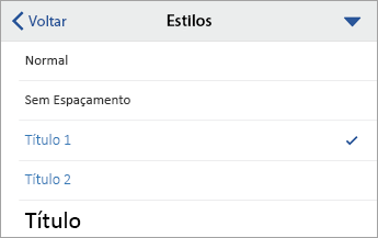 Comando Estilos, com a opção Título 1 selecionada