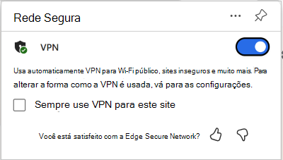 Captura de ecrã do botão de alternar VPN