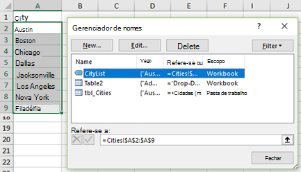Gerenciador de nomes