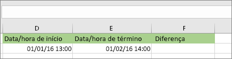 Data de início de 01/01/16 13:00; Data de término de 02/01/16 14:00