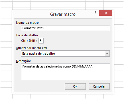 Comando Gravar Macro no grupo Código da guia Desenvolvedor
