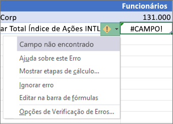 Ignorar um erro #CAMPO!