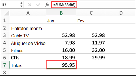 Fórmula do AutoSoma do macOS
