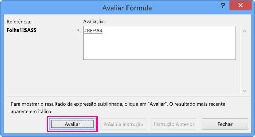 Caixa de diálogo Avaliar fórmula