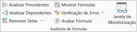 Grupo Auditoria de Fórmulas na guia Fórmulas