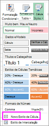 Nova opção de estilo de célula