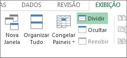 Comando Dividir na faixa de opções
