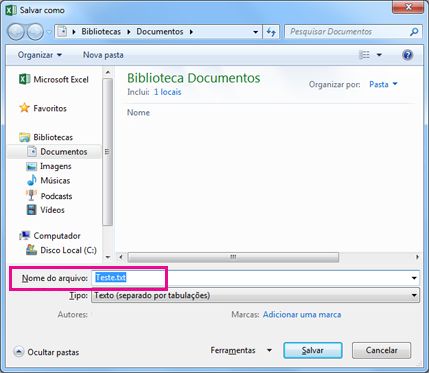 Caixa de diálogo Guardar Como
