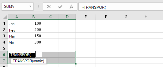 =TRANSPOR(