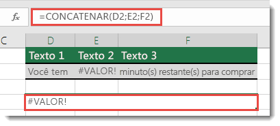 Erro #VALOR! em CONCATENAR
