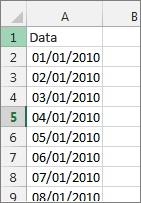 Coluna de data no Excel