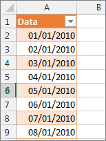 Coluna de data no Power Pivot