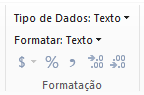 Tipo de dados na faixa de opções