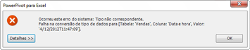 Erro de incompatibilidade