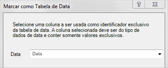 Caixa de diálogo Marcar Como Tabela de Data