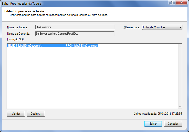 Consulta SQL usando a sintaxe padrão e mais curta