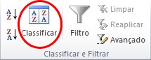 Classificar comando no grupo Classificar & Filtro na guia Dados no Excel