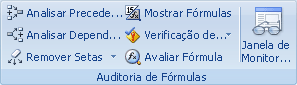 O grupo Auditoria de Fórmulas na guia Fórmulas