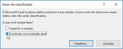 Clique em Continuar com a seleção atual