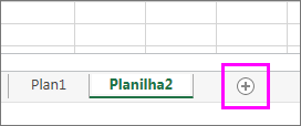 Botão para adicionar nova planilha