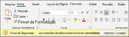 As conexões de dados externas foram desabilitadas - Marque Habilitar conteúdo para habilitar.