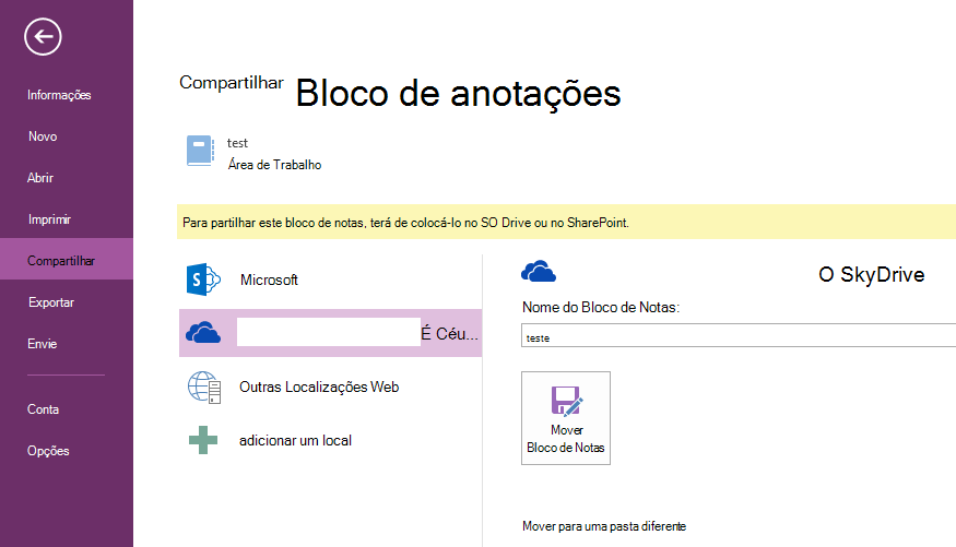 clique em Mover Bloco de Notas