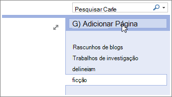 Adicione mais páginas a seus blocos de anotações.