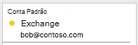 Mostra uma conta do Exchange no painel esquerdo do Outlook para Mac com um ícone de indicador laranja ao lado, sinalizando um problema de conexão.