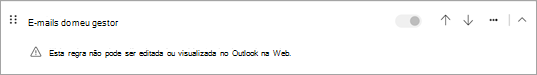 Essa regra não pode ser editada ou exibida no Outlook na Web