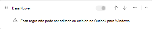 Alguns tipos de regras do lado do cliente que migraram do Outlook clássico não podem ser editados ou exibidos no novo Outlook.