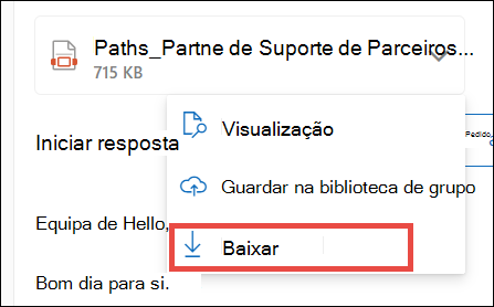 Transferir um anexo para o Novo Outlook