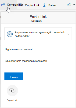 Mostrando a opção Compartilhar arquivo