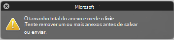 Mensagem de erro quando o anexo é muito grande para ser enviado