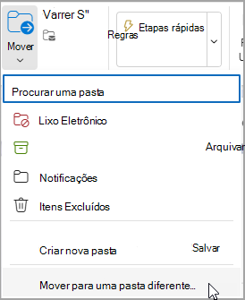 Selecione Mover e selecione uma pasta para a qual mover sua mensagem.