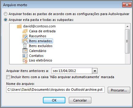 Caixa de diálogo Arquivar