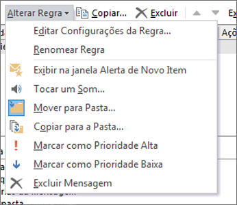 Alterar as opções