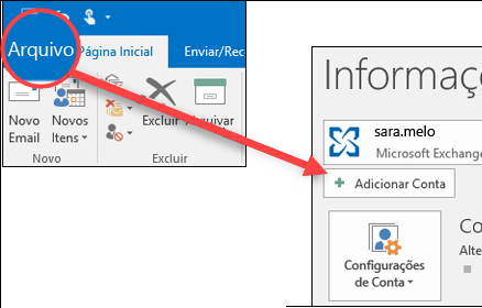 Selecione Arquivo e Adicionar Conta.