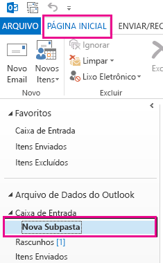A nova subpasta está criada.