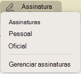 Outlook para Mac opção Assinatura na mensagem