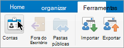 Mostra o botão de contas no menu Ferramentas