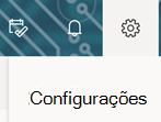 Opção de configuração na barra de ferramentas do Outlook na Web
