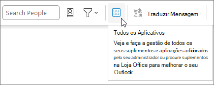 O ícone Todos os Aplicativos em um layout de faixa de opções colapsado no Outlook no Windows.
