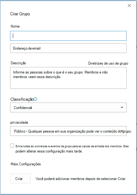Criar um grupo
