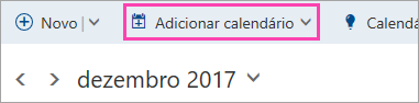Uma captura de tela do botão Adicionar calendário