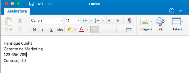 Mostrar o Editor de Assinaturas