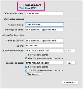 Criar uma conta IMAP