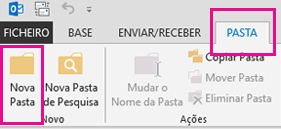 Na guia Pasta, clique em Nova Pasta.