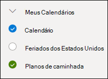 Uma captura de tela da caixa de seleção ao lado de um calendário